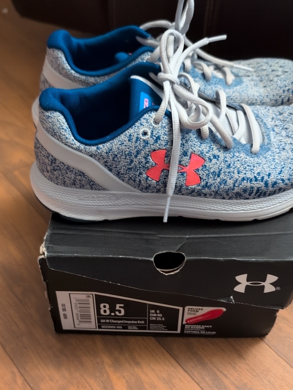 Under Armour Gray/Blue UA W Charged Impulse Knit Sneakers